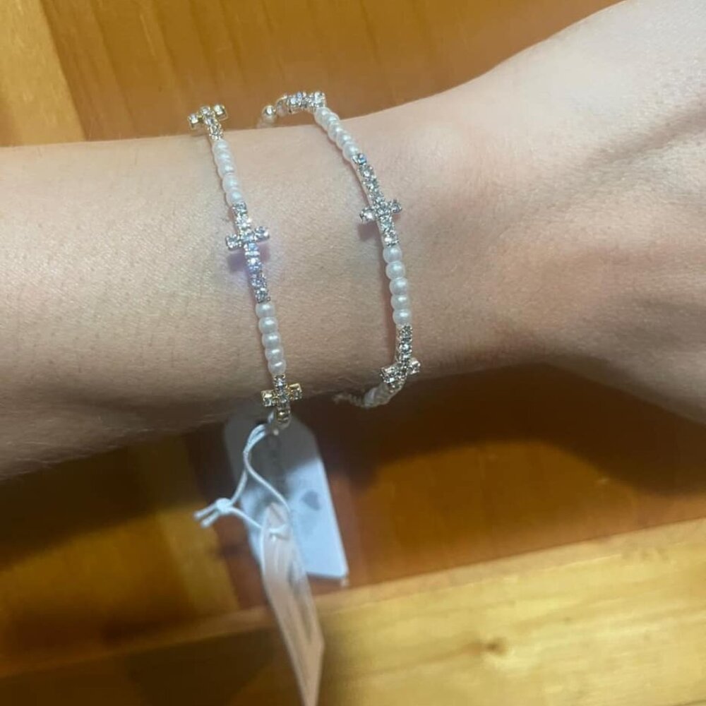 Pearl & Cross Bracelets
